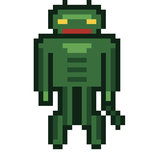 Pixel art of a Reptilian alien